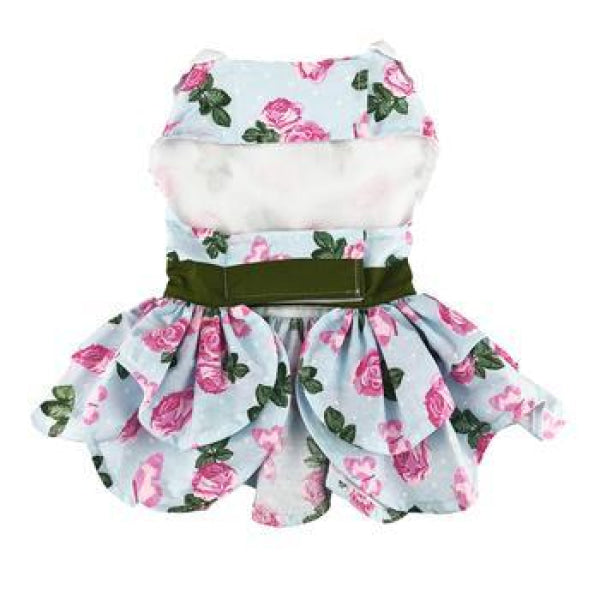 Pink Rose Harness Dog Dress With Matching Leash