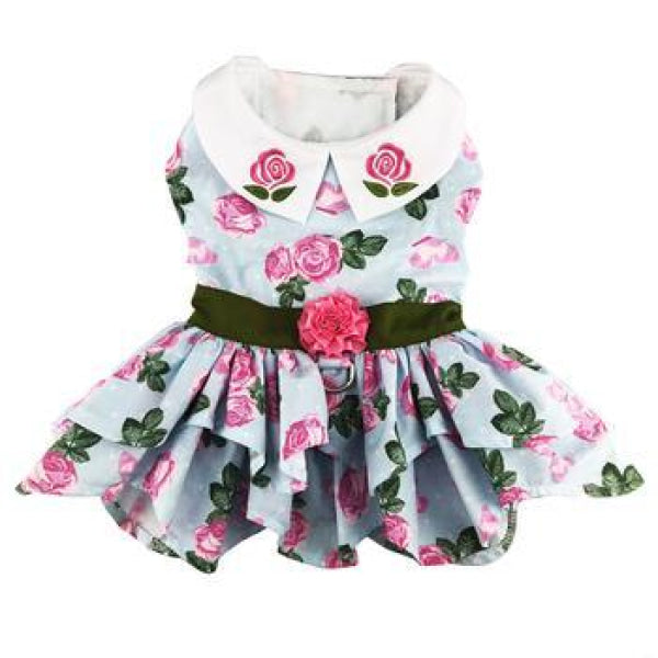 Pink Rose Harness  Dog Dress with Matching Leash